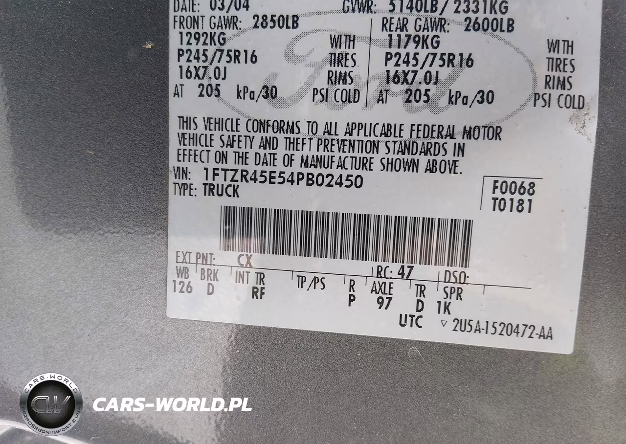 2004 Ford Ranger Edge-Tremor-Xlt VIN:1FTZR45E54PB02450 - 9