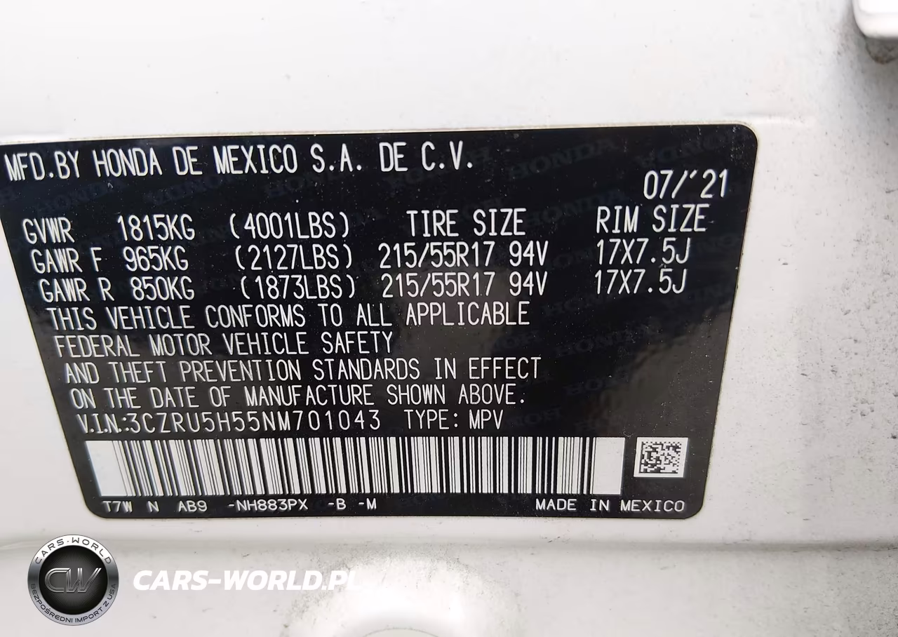 2022 Honda Hr-V 2Wd Ex VIN:3CZRU5H55NM701043 - 9