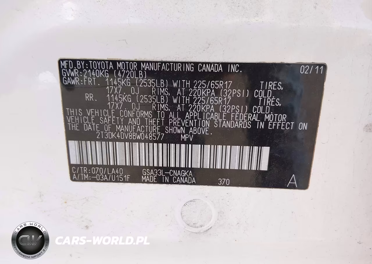 2011 Toyota Rav4 Limited V6 VIN:2T3DK4DV8BW048577 - 9