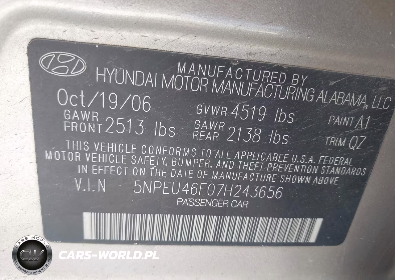 2007 Hyundai Sonata Limited-Se V6 VIN:5NPEU46F07H243656 - 9