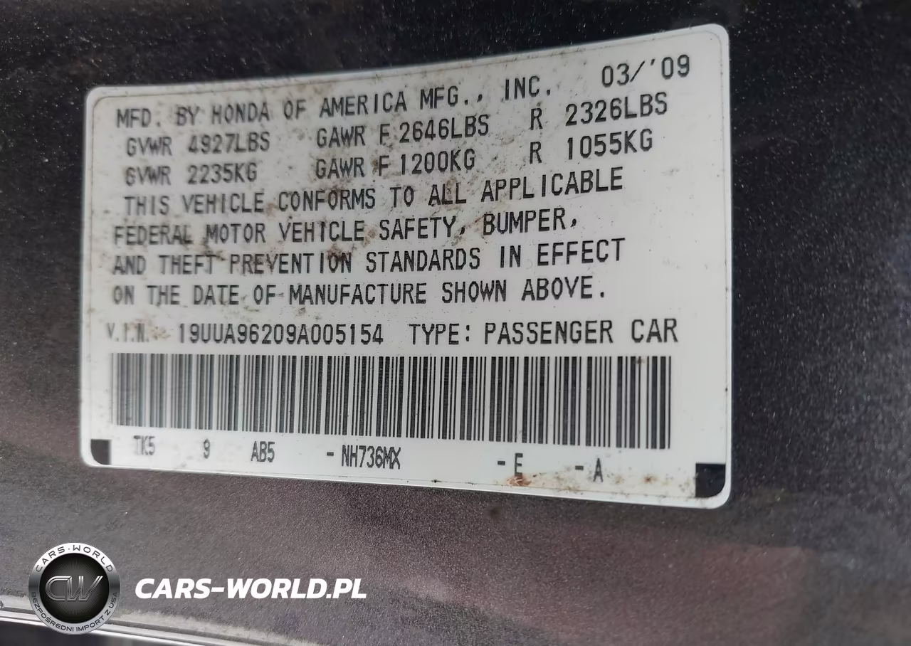 2009 Acura Tl 3.7 VIN:19UUA96209A005154 - 9
