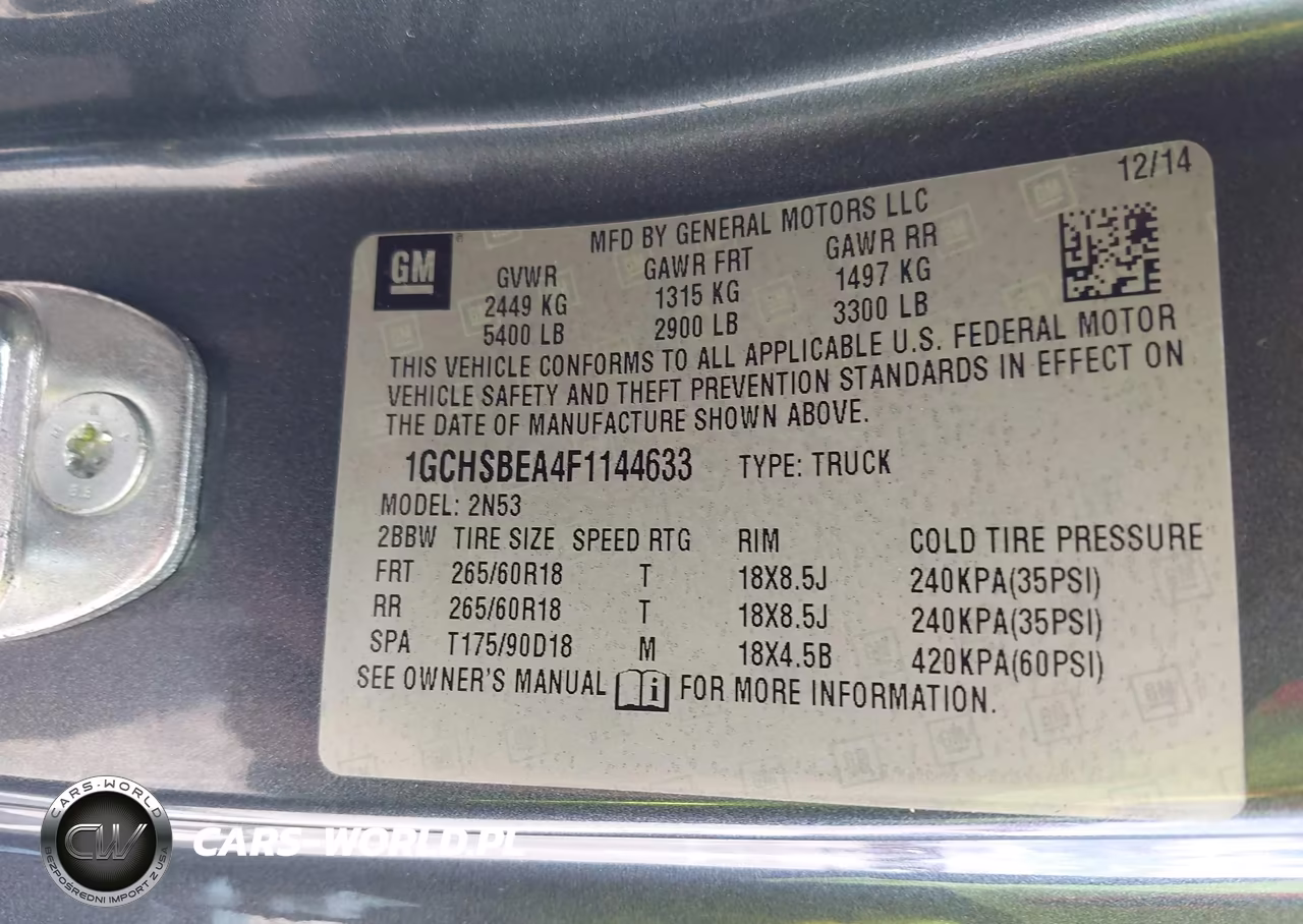2015 Chevrolet Colorado Lt VIN:1GCHSBEA4F1144633 - 9