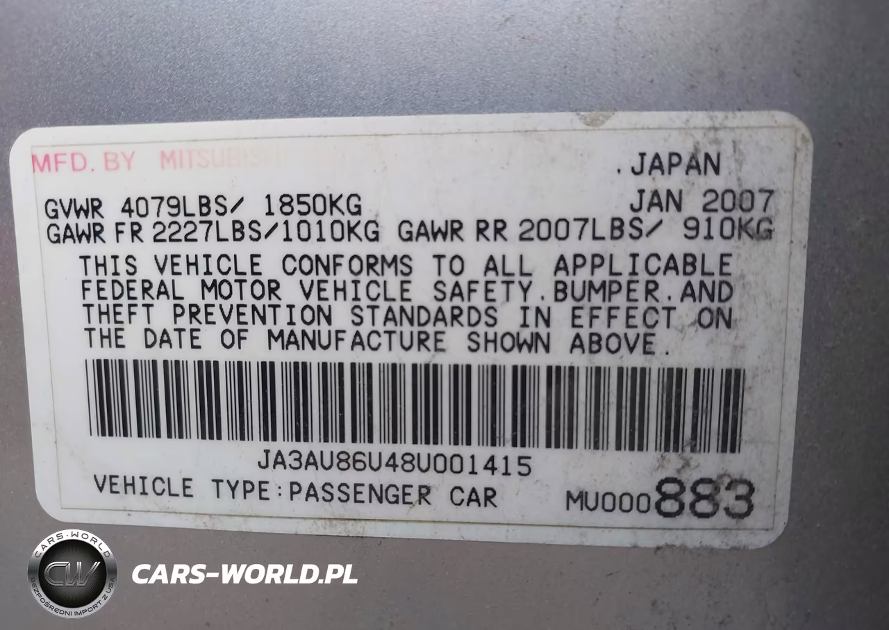 2008 Mitsubishi Lancer Gts VIN:JA3AU86U48U001415 - 9