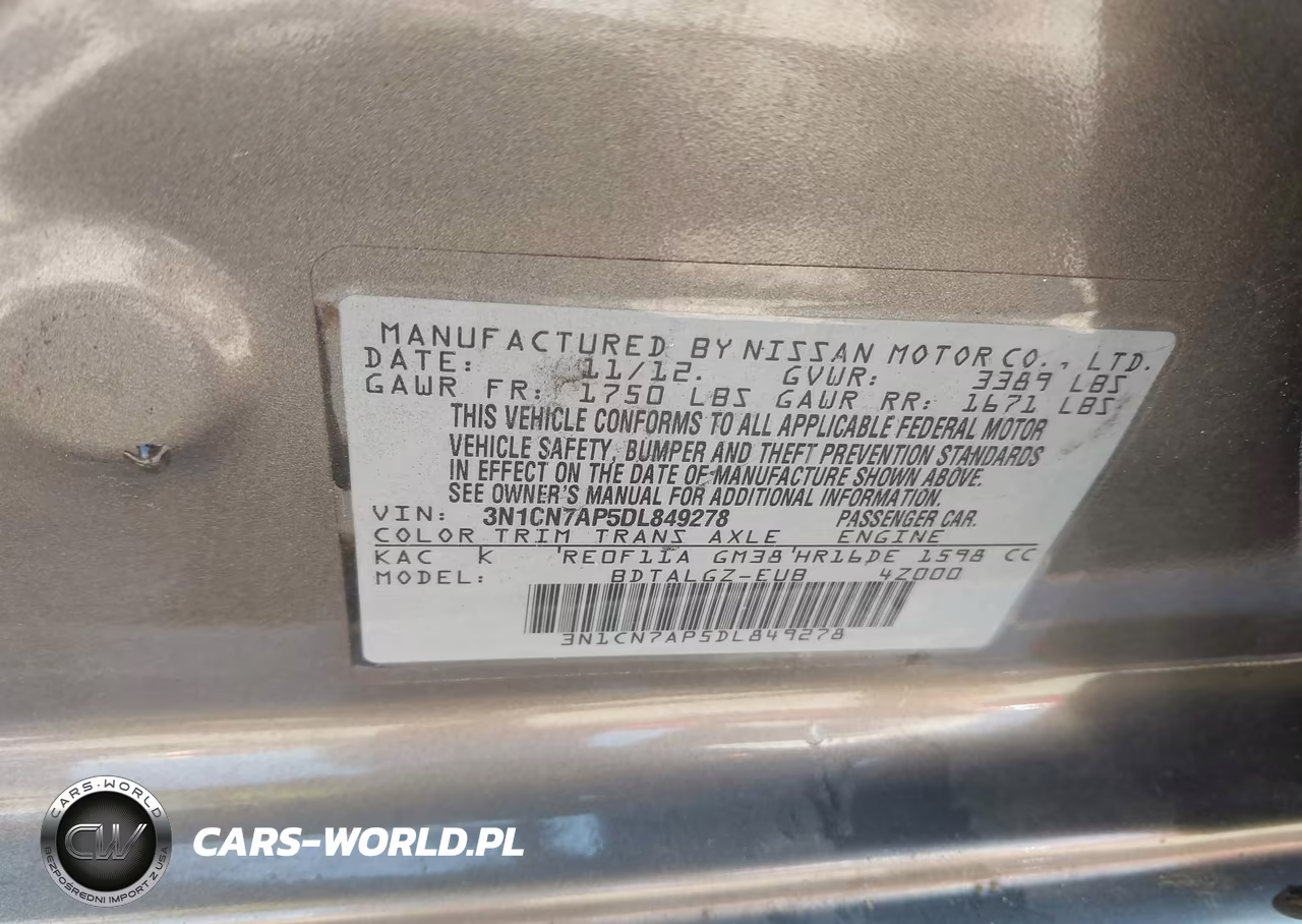 2013 Nissan Versa 1.6 Sl VIN:3N1CN7AP5DL849278 - 9