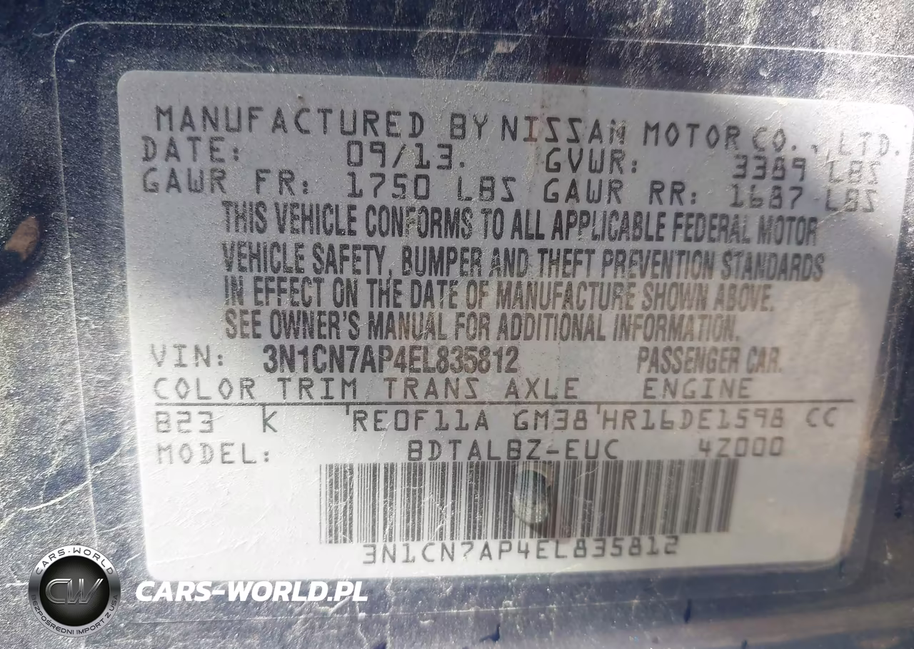 2014 Nissan Versa 1.6 Sv VIN:3N1CN7AP4EL835812 - 9
