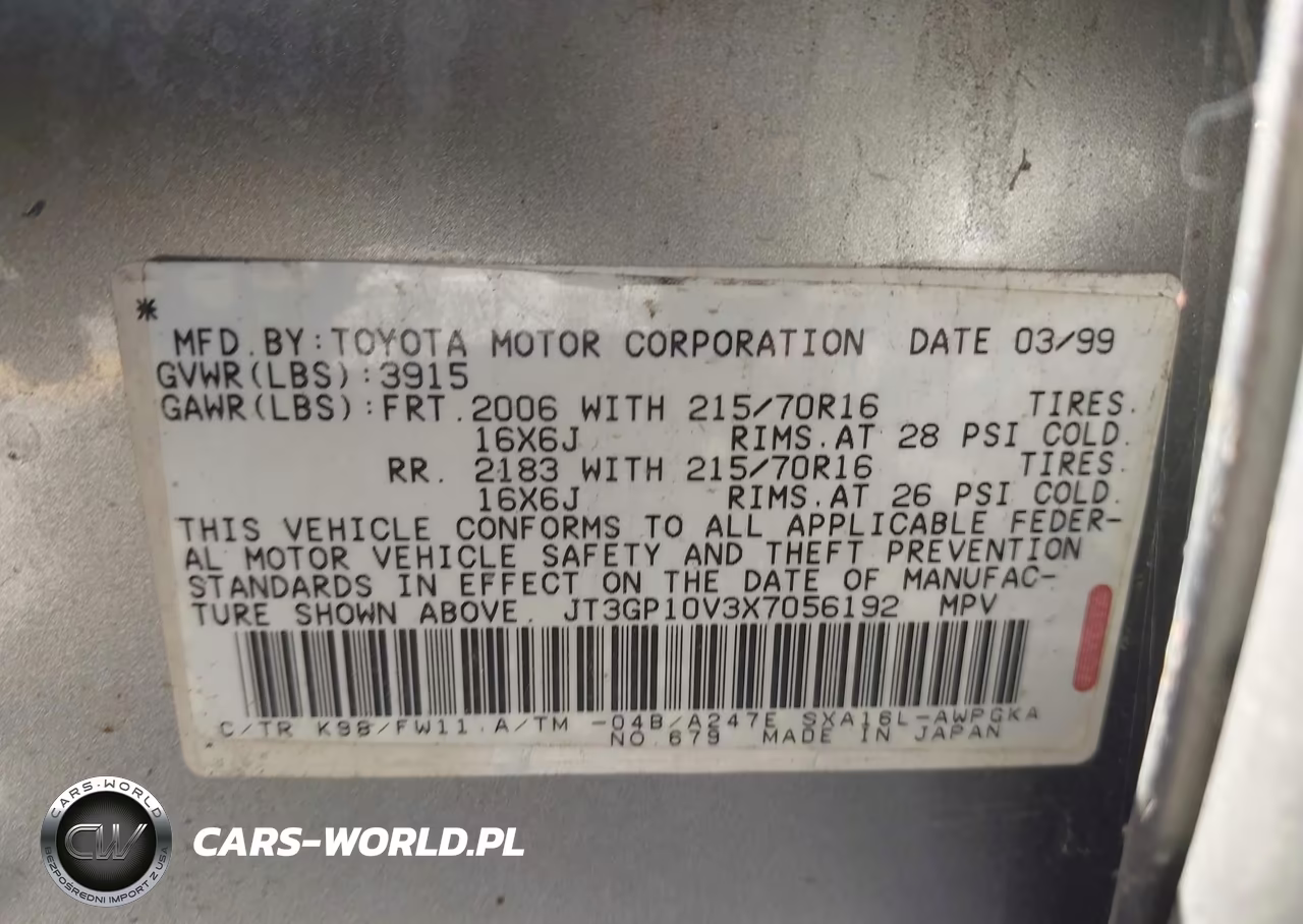1999 Toyota Rav4 VIN:JT3GP10V3X7056192 - 9