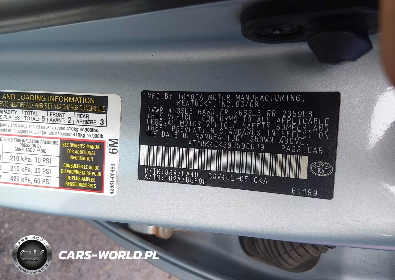 2009 Toyota Camry Xle V6 VIN:4T1BK46K39U590019 - 9