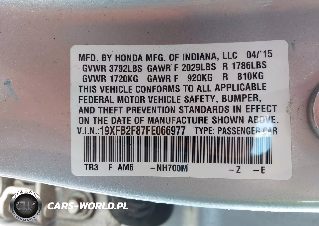 2015 Honda Civic Ex VIN:19XFB2F87FE066977 - 9