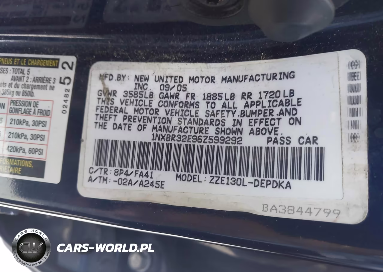 2006 Toyota Corolla Ce VIN:1NXBR32E96Z599292 - 9