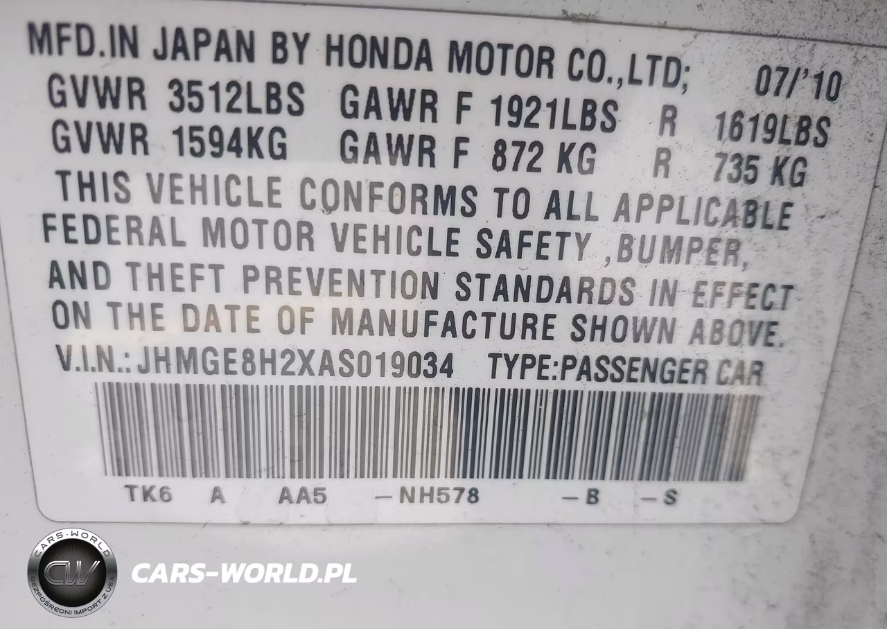 2010 Honda Fit VIN:JHMGE8H2XAS019034 - 9