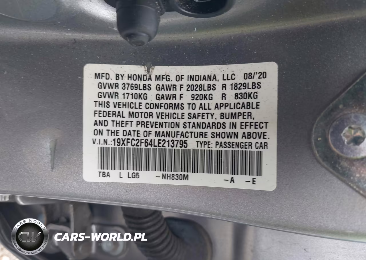 2020 Honda Civic Lx VIN:19XFC2F64LE213795 - 9