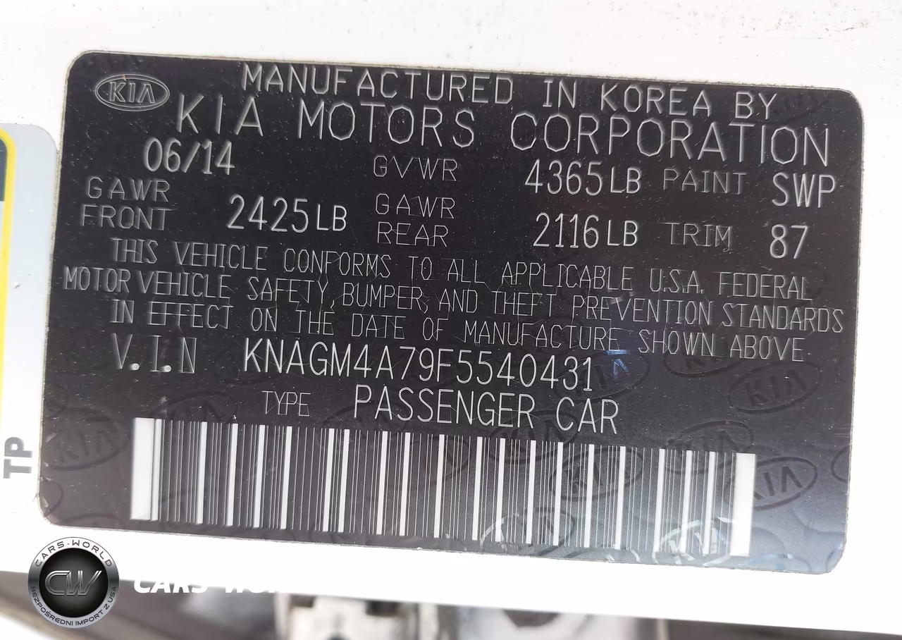 2015 Kia Optima Lx VIN:KNAGM4A79F5540431 - 9