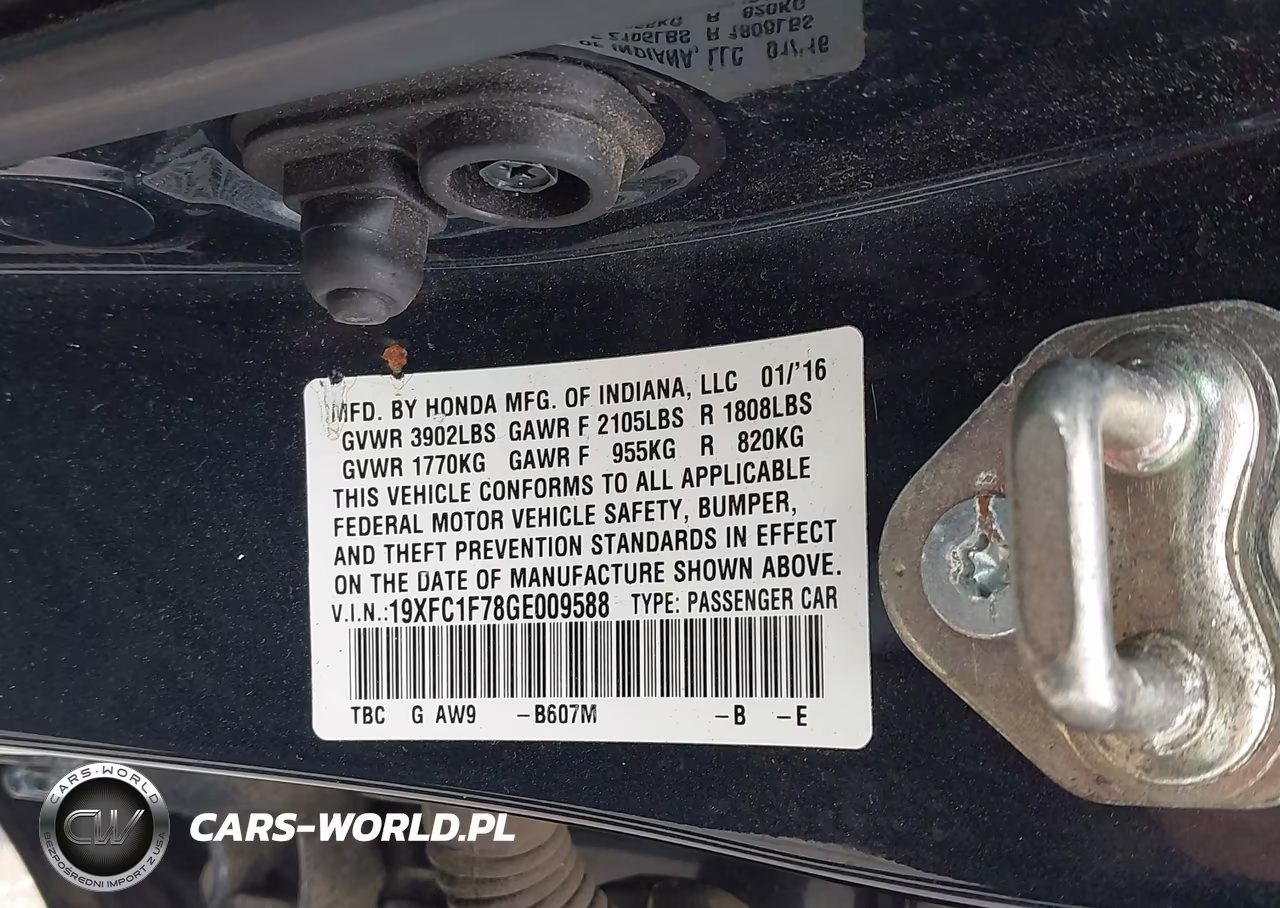 2016 Honda Civic Ex-L VIN:19XFC1F78GE009588 - 9