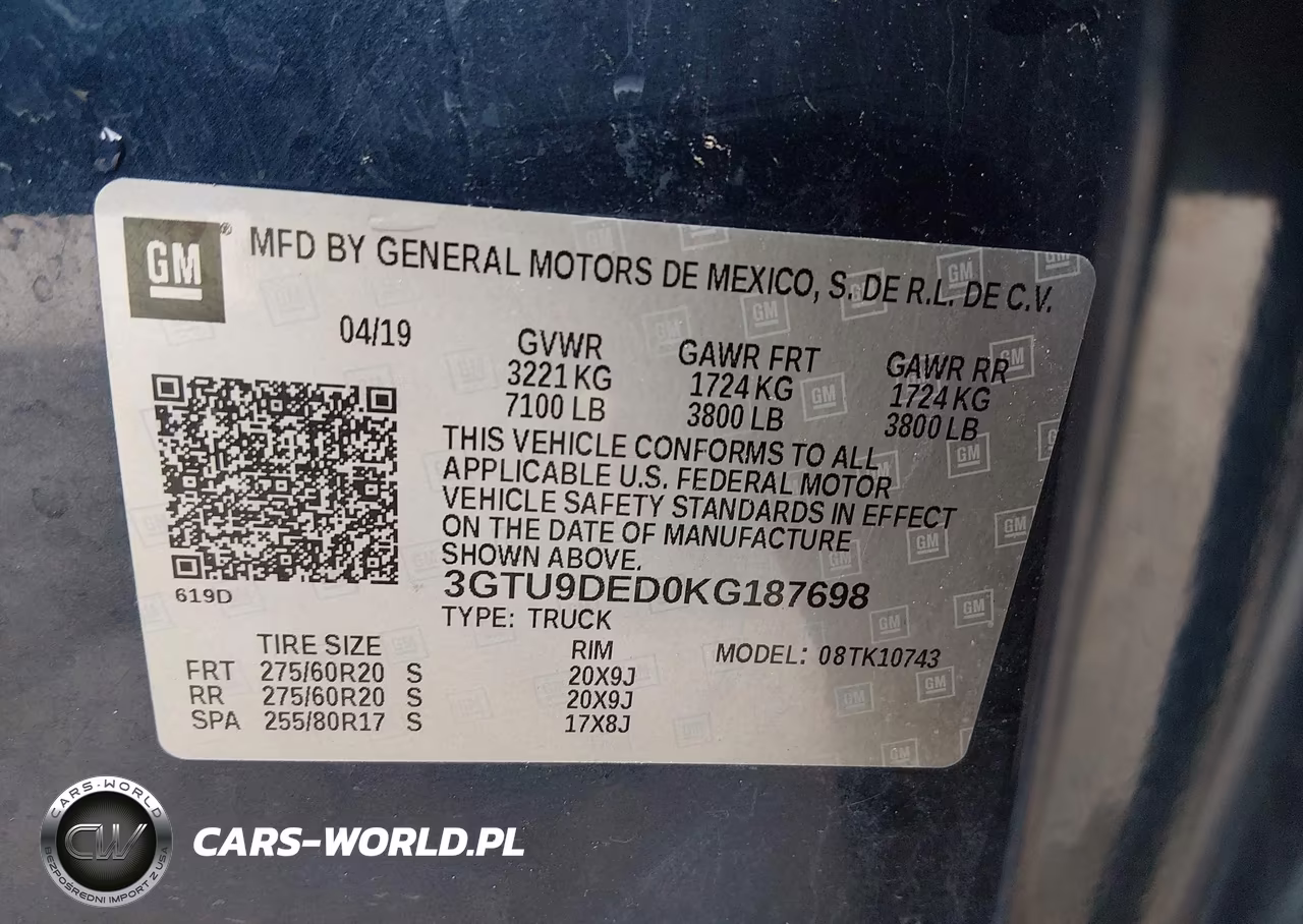 2019 GMC Sierra 1500 Slt VIN:3GTU9DED0KG187698 - 9
