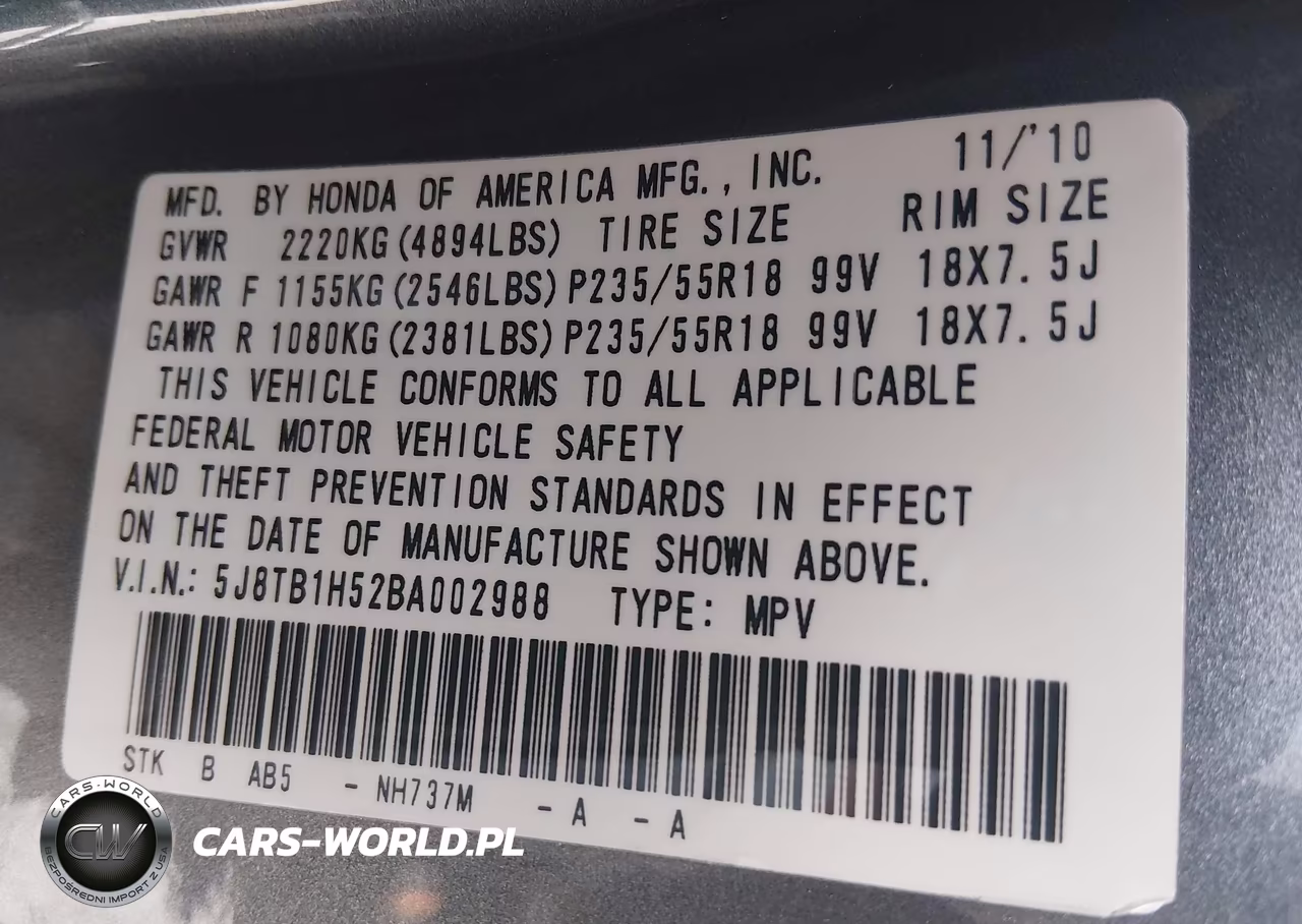 2011 Acura Rdx VIN:5J8TB1H52BA002988 - 9