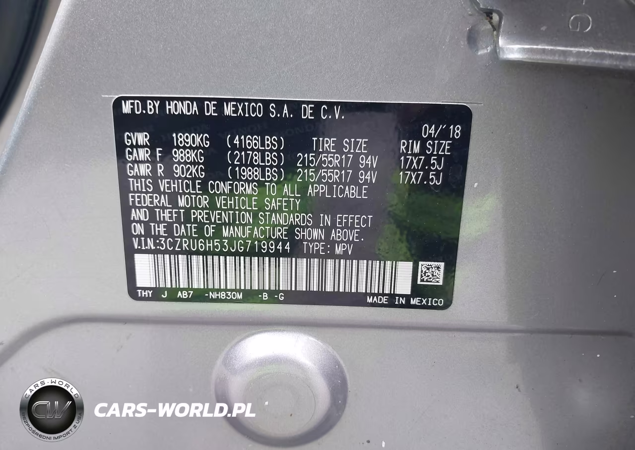 2018 Honda Hr-V Ex VIN:3CZRU6H53JG719944 - 9