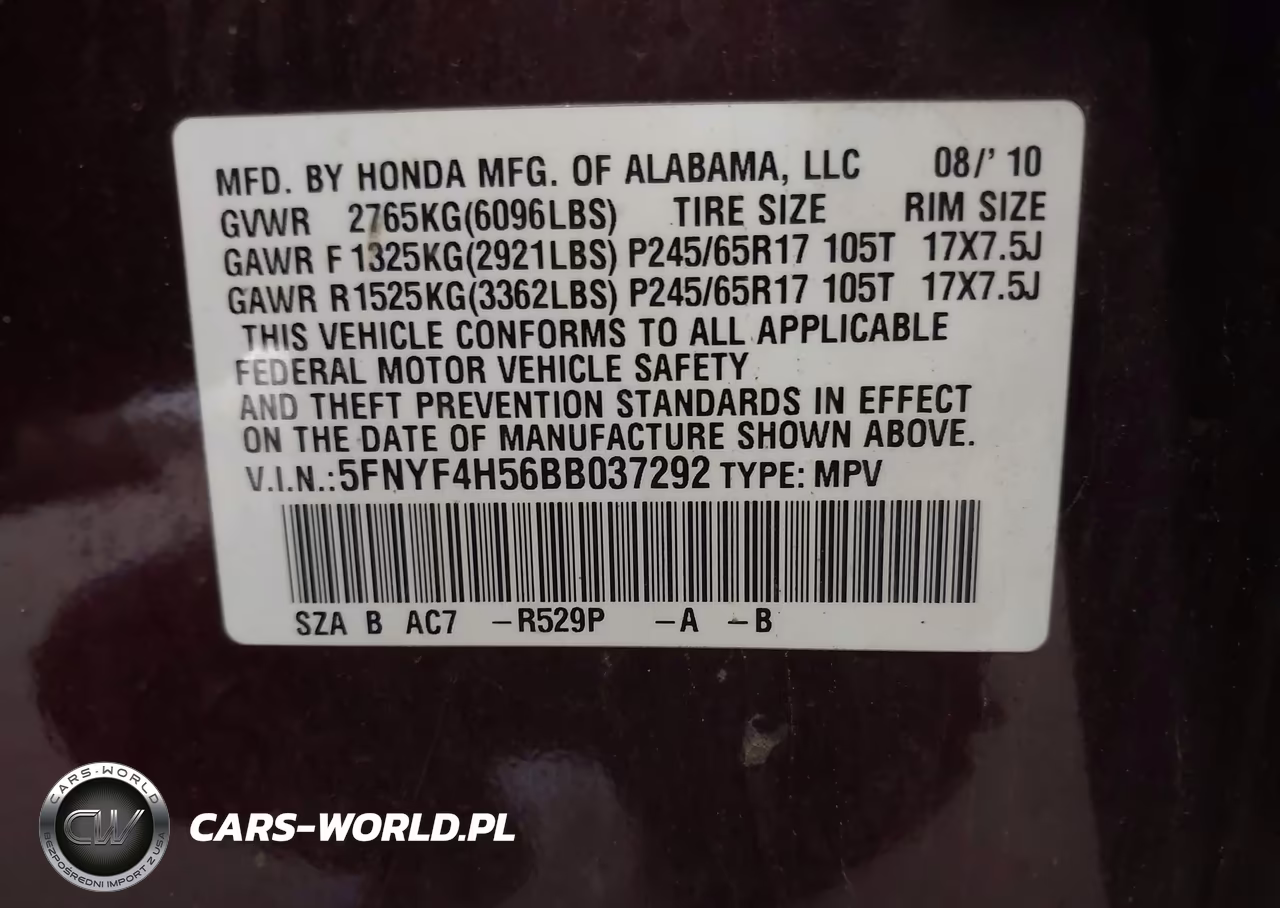 2011 Honda Pilot Ex-L VIN:5FNYF4H56BB037292 - 9