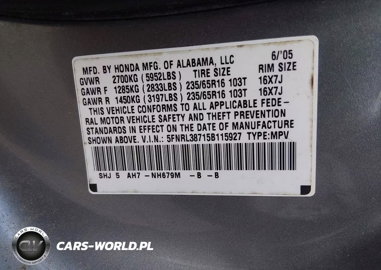 2005 Honda Odyssey Ex-L VIN:5FNRL38715B115927 - 9