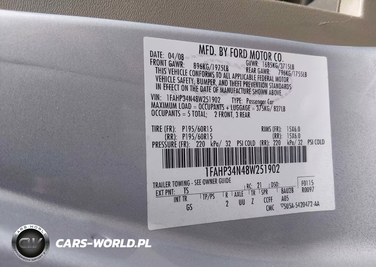 2008 Ford Focus S VIN:1FAHP34N48W251902 - 9