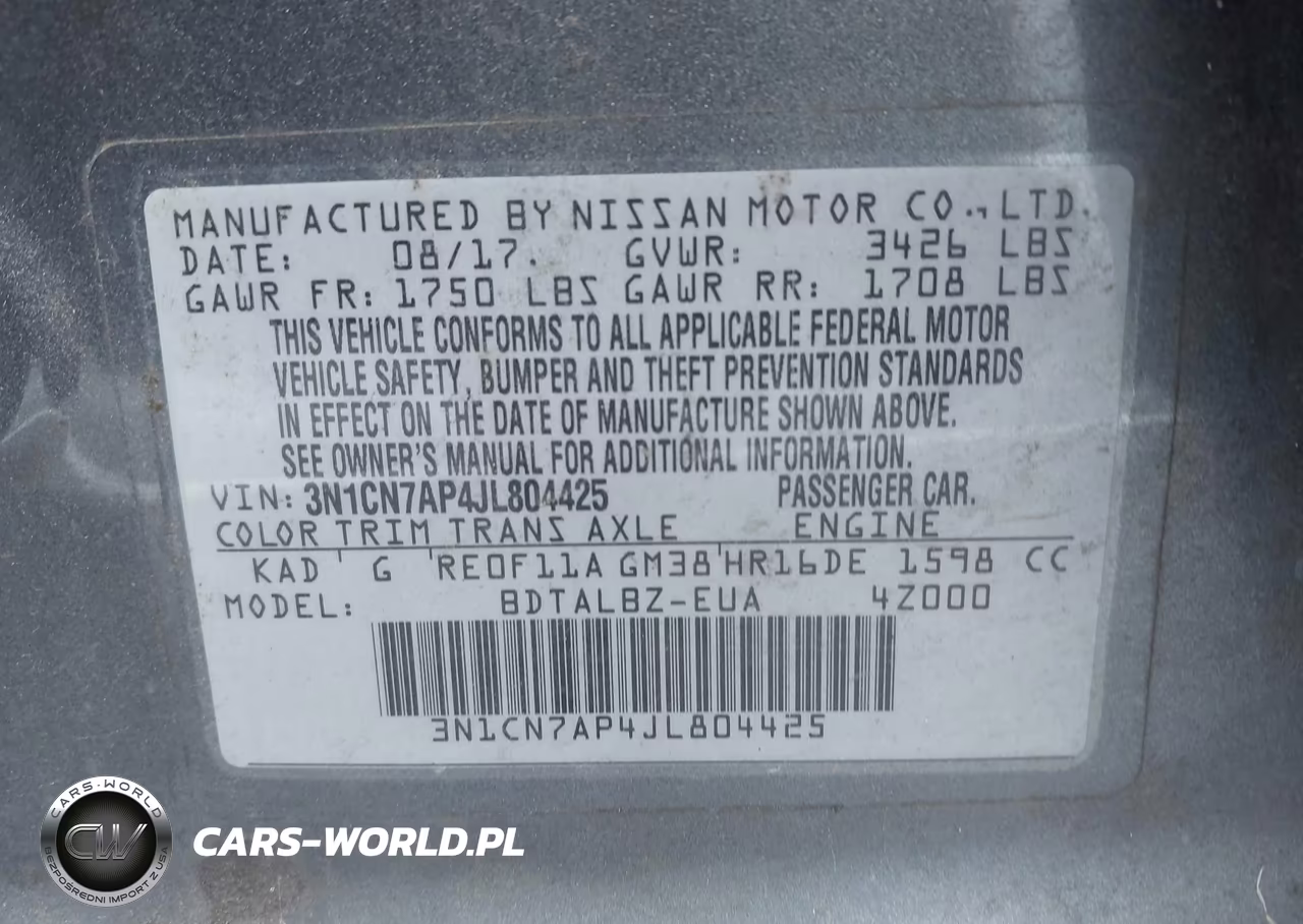 2018 Nissan Versa 1.6 Sv VIN:3N1CN7AP4JL804425 - 9