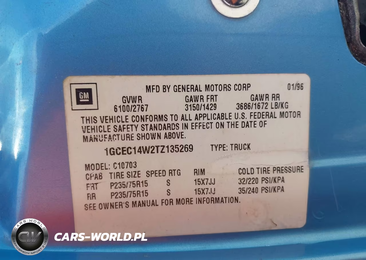 1996 Chevrolet Gmt-400 C1500 VIN:1GCEC14W2TZ135269 - 9