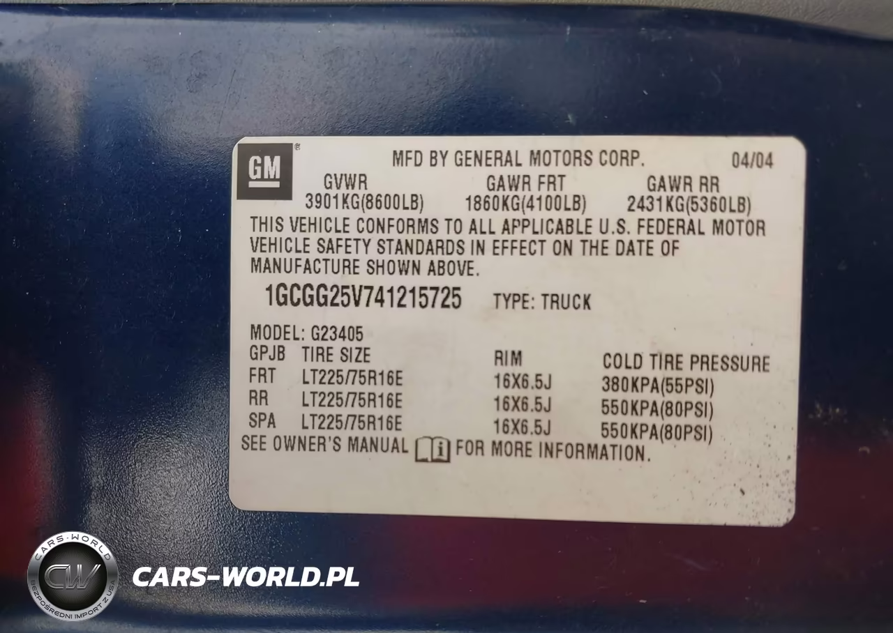 2004 Chevrolet Express VIN:1GCGG25V741215725 - 9
