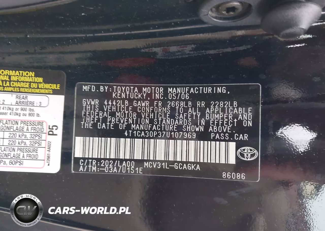 2007 Toyota Camry Solara Sle V6 VIN:4T1CA30P37U107969 - 9