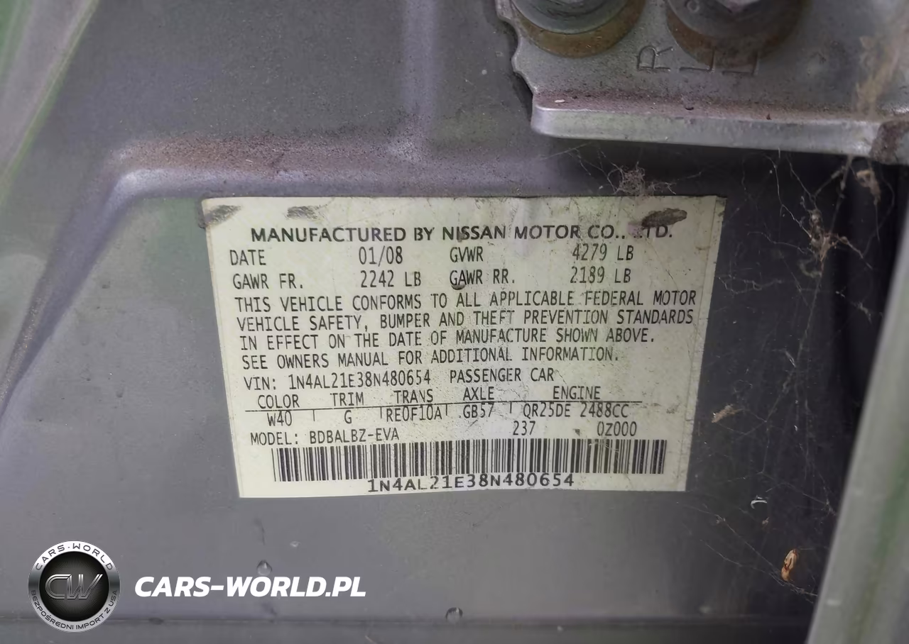 2008 Nissan Altima 2.5 S VIN:1N4AL21E38N480654 - 9