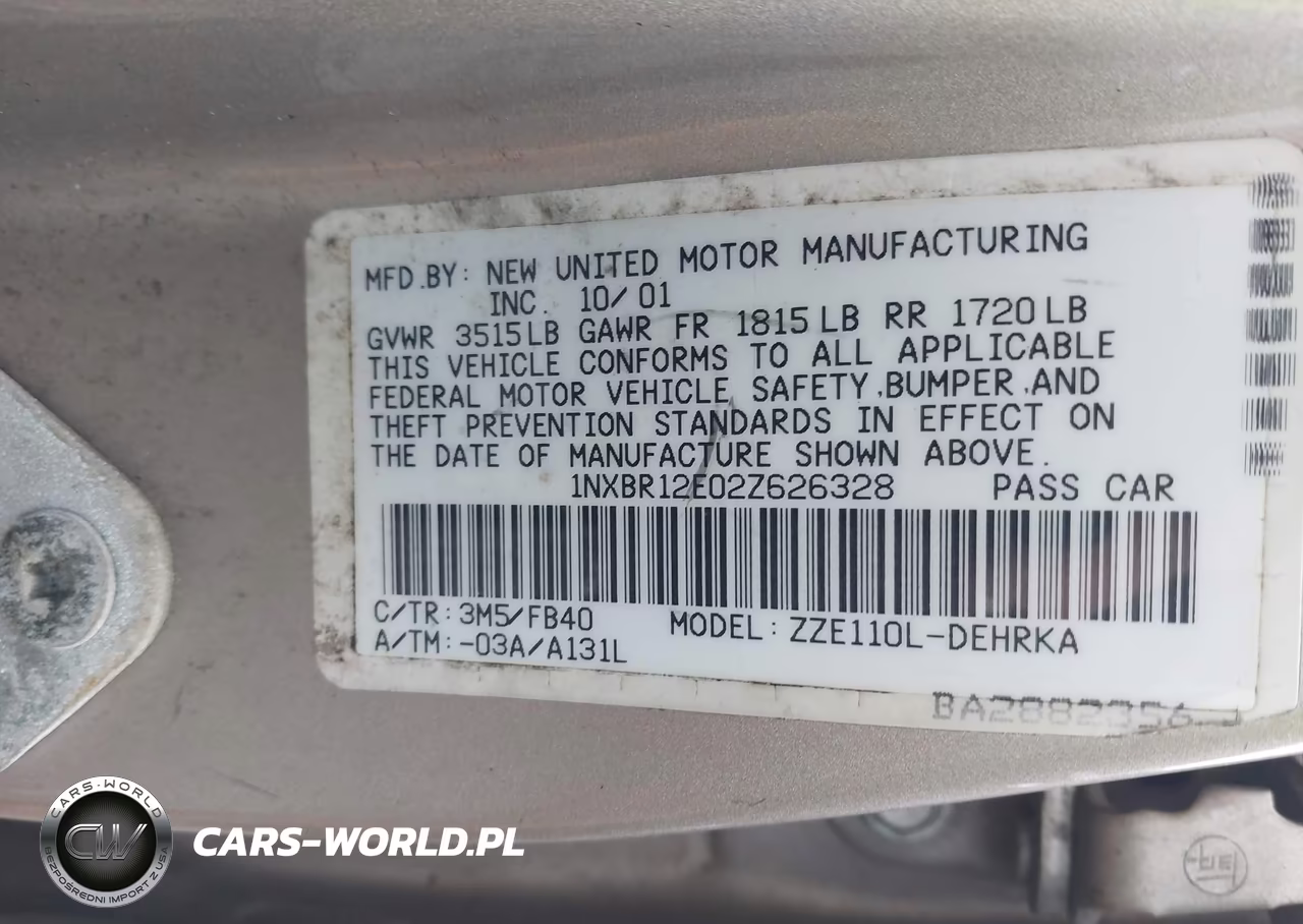 2002 Toyota Corolla Ce VIN:1NXBR12E02Z626328 - 9