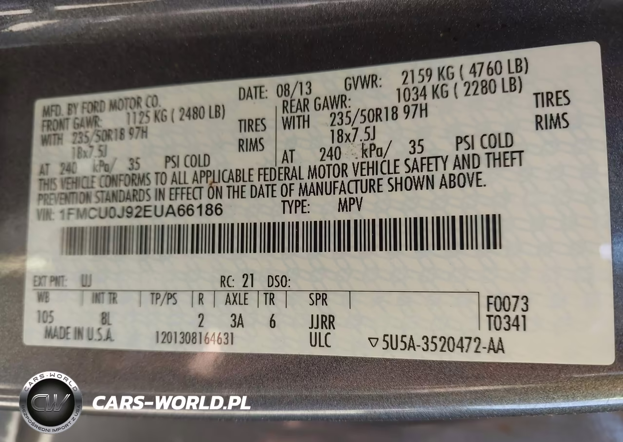 2014 Ford Escape Titanium VIN:1FMCU0J92EUA66186 - 9