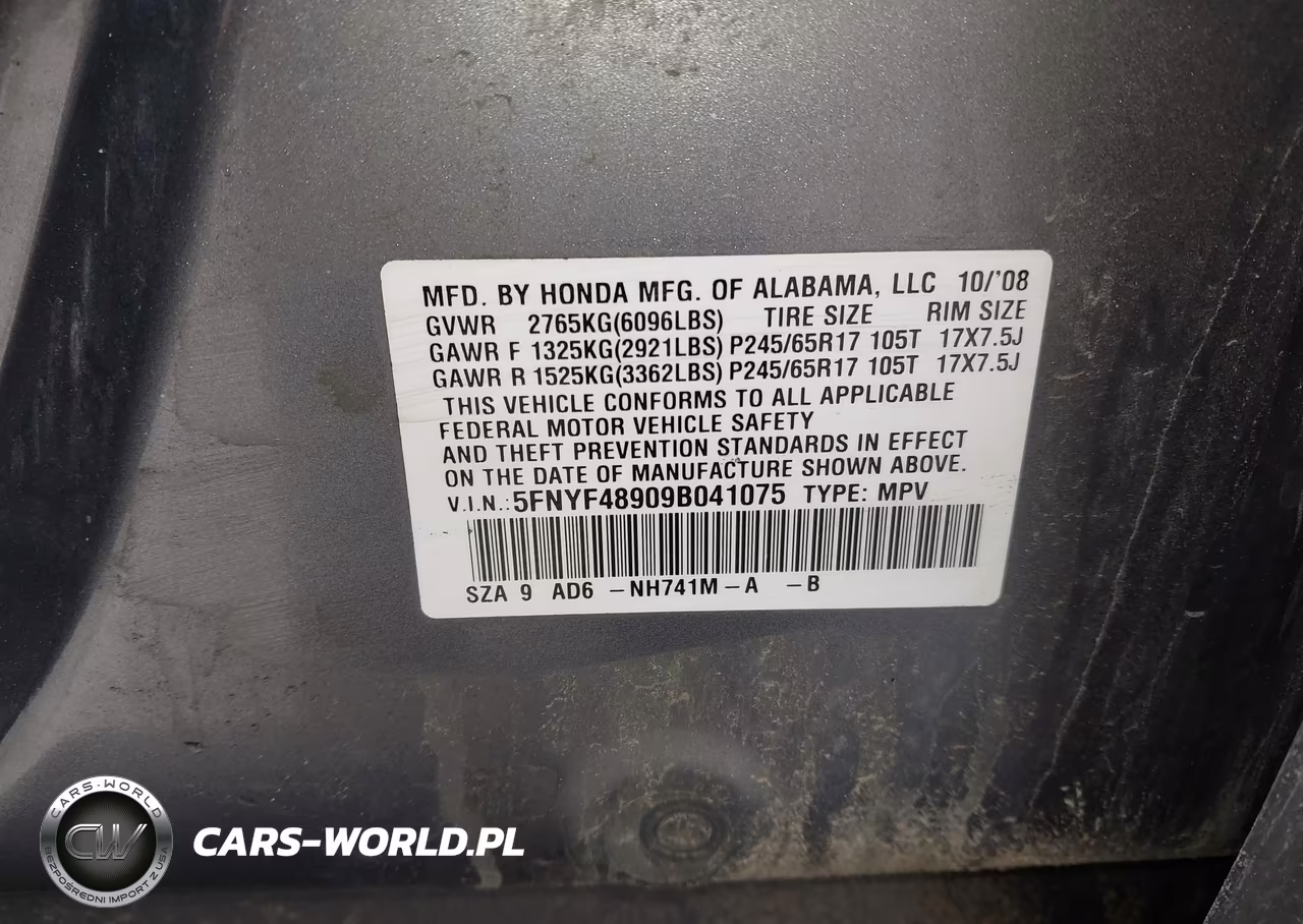 2009 Honda Pilot Touring VIN:5FNYF48909B041075 - 9