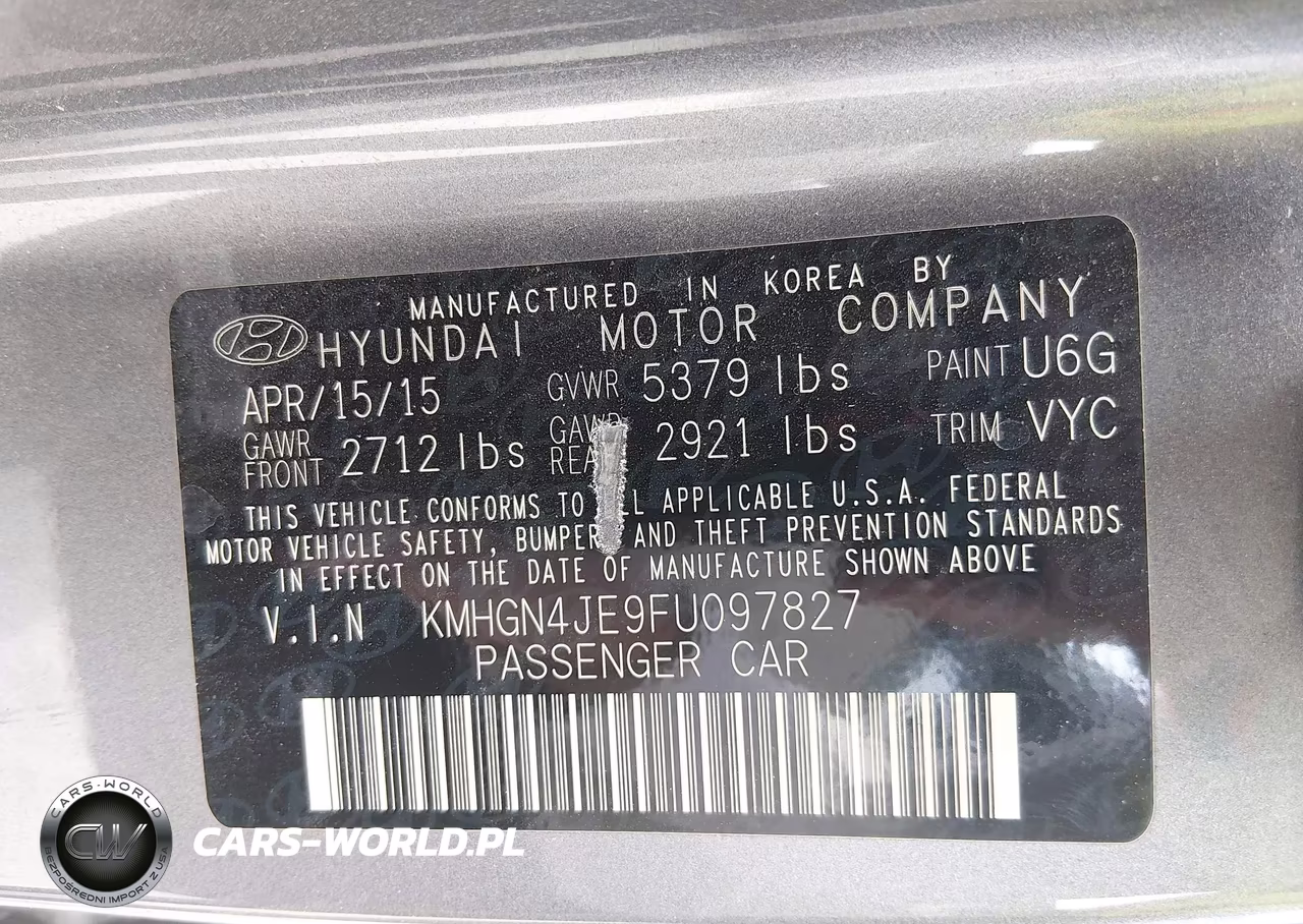 2015 Hyundai Genesis 3.8 VIN:KMHGN4JE9FU097827 - 9