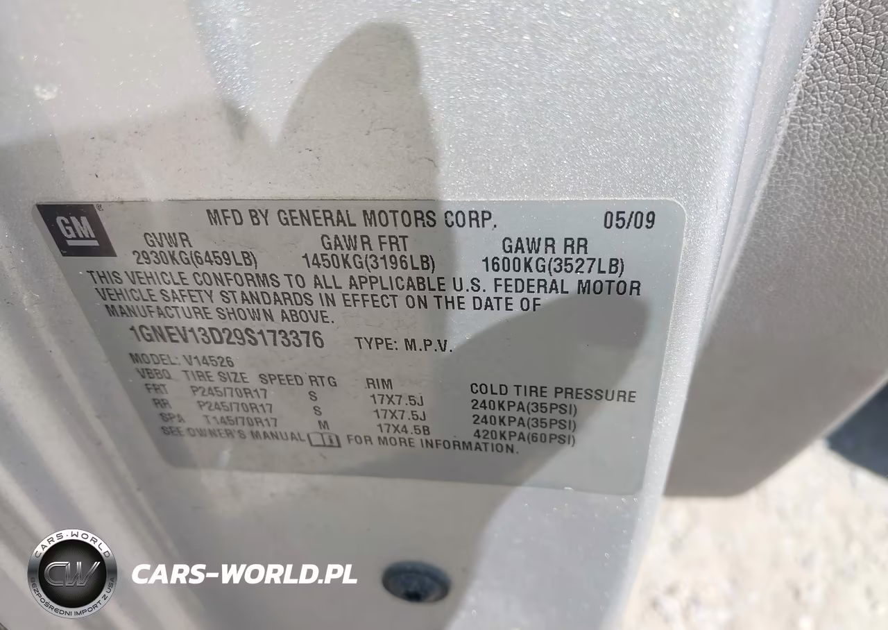 2009 Chevrolet Traverse Ls VIN:1GNEV13D29S173376 - 9