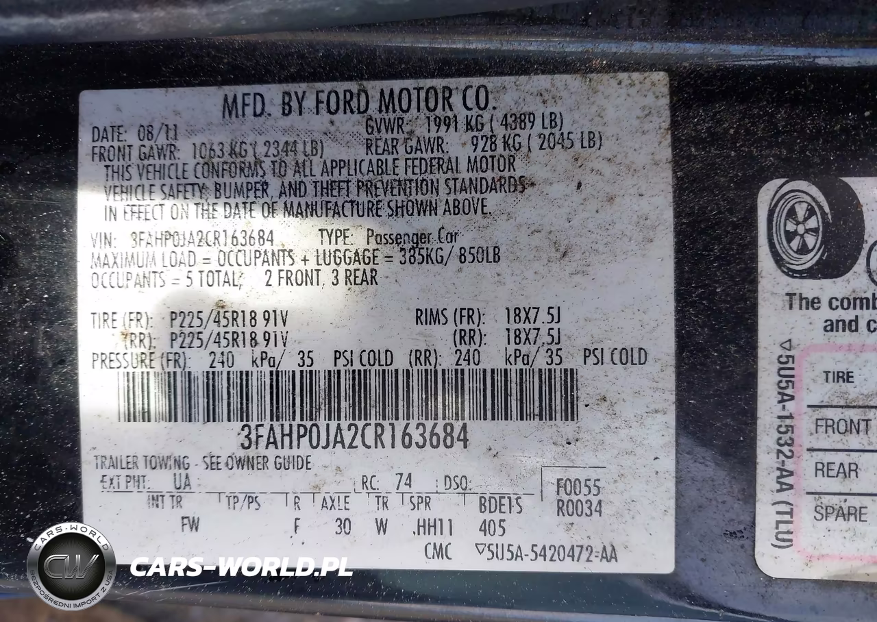 2012 Ford Fusion Sel VIN:3FAHP0JA2CR163684 - 9