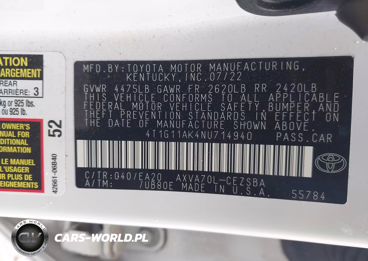 2022 Toyota Camry Se VIN:4T1G11AK4NU714940 - 9