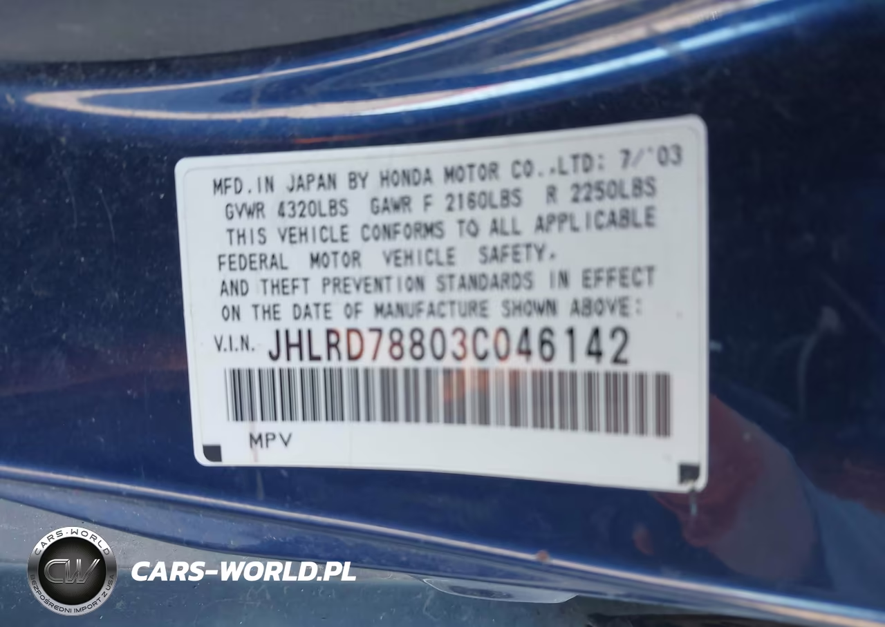 2003 Honda Cr-V Ex VIN:JHLRD78803C046142 - 9