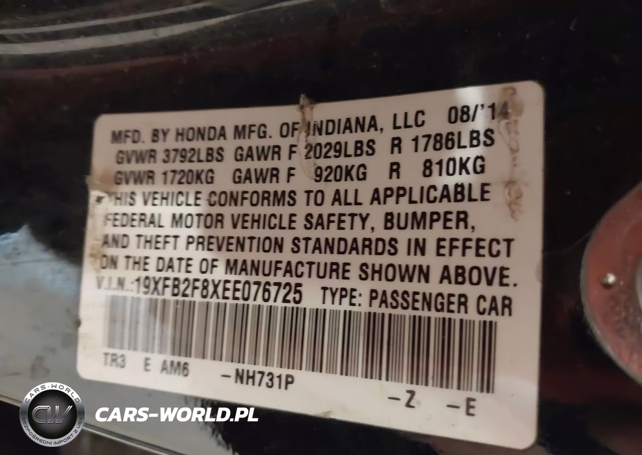 2014 Honda Civic Ex VIN:19XFB2F8XEE076725 - 9