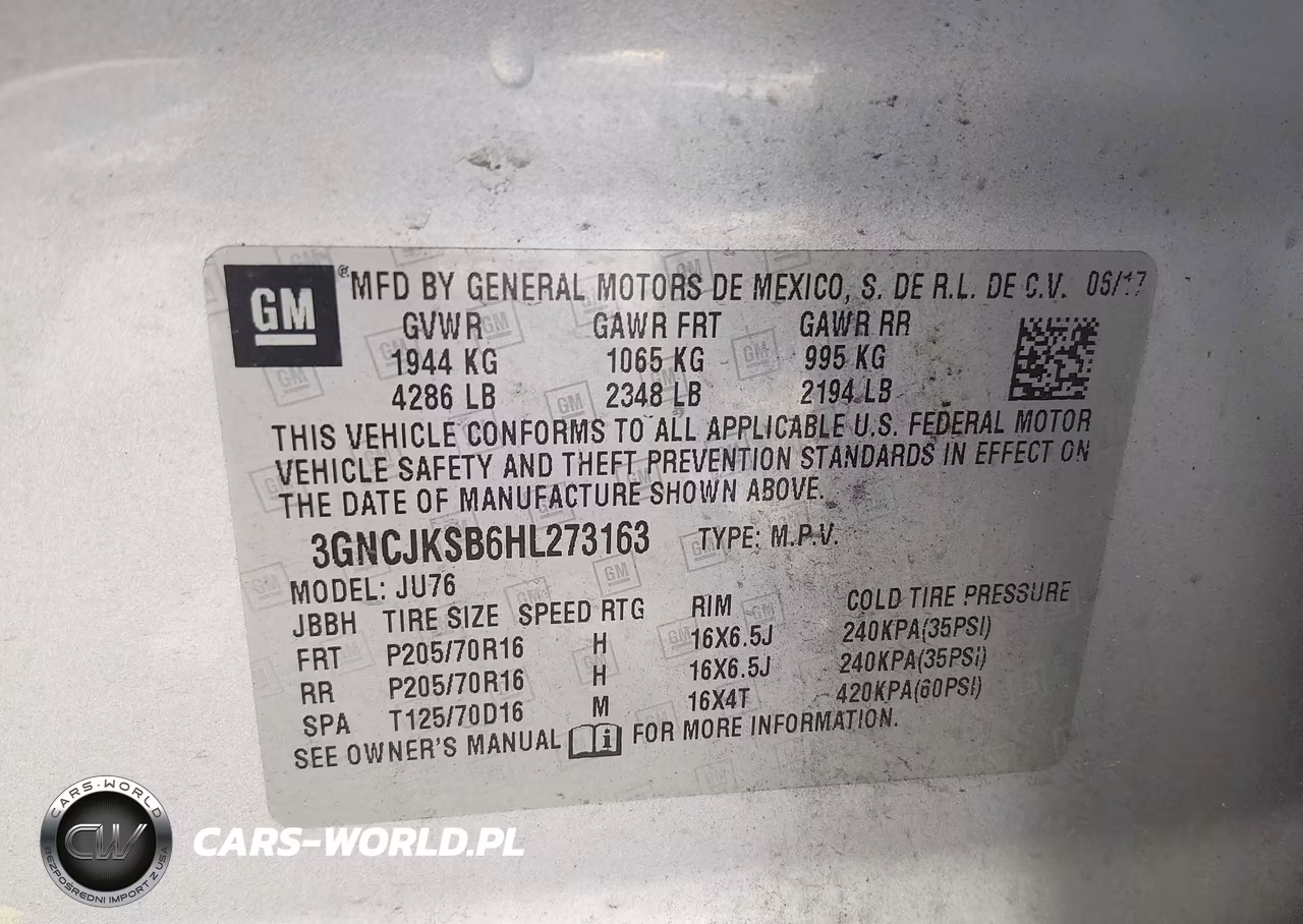 2017 Chevrolet Trax Ls VIN:3GNCJKSB6HL273163 - 9
