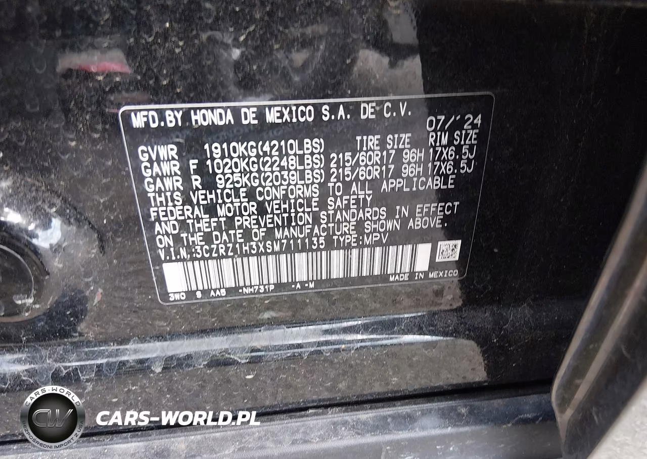 2025 Honda Hr-V 2Wd Lx VIN:3CZRZ1H3XSM711135 - 9