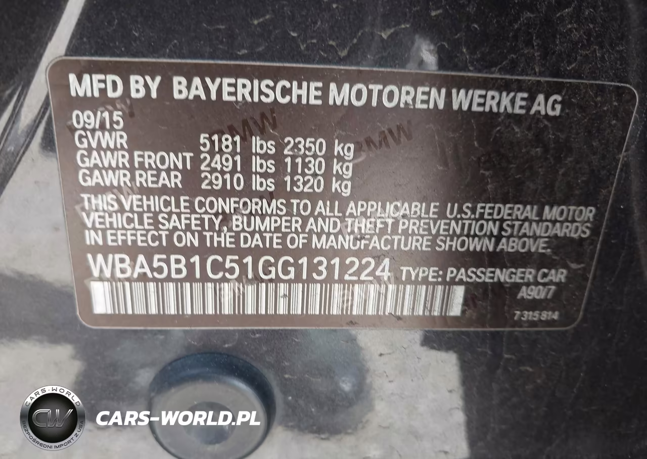 2016 BMW 535I VIN:WBA5B1C51GG131224 - 9