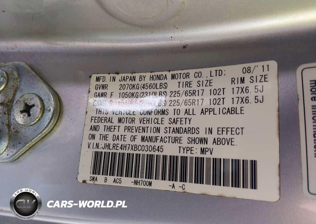 2011 Honda Cr-V Ex-L VIN:JHLRE4H7XBC030645 - 9