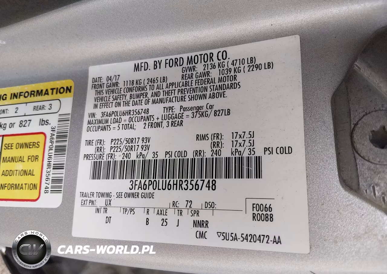 2017 Ford Fusion Hybrid Se VIN:3FA6P0LU6HR356748 - 9