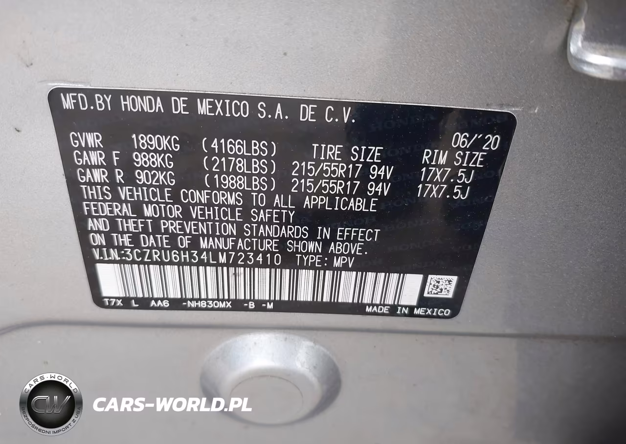2020 Honda Hr-V Awd Lx VIN:3CZRU6H34LM723410 - 9