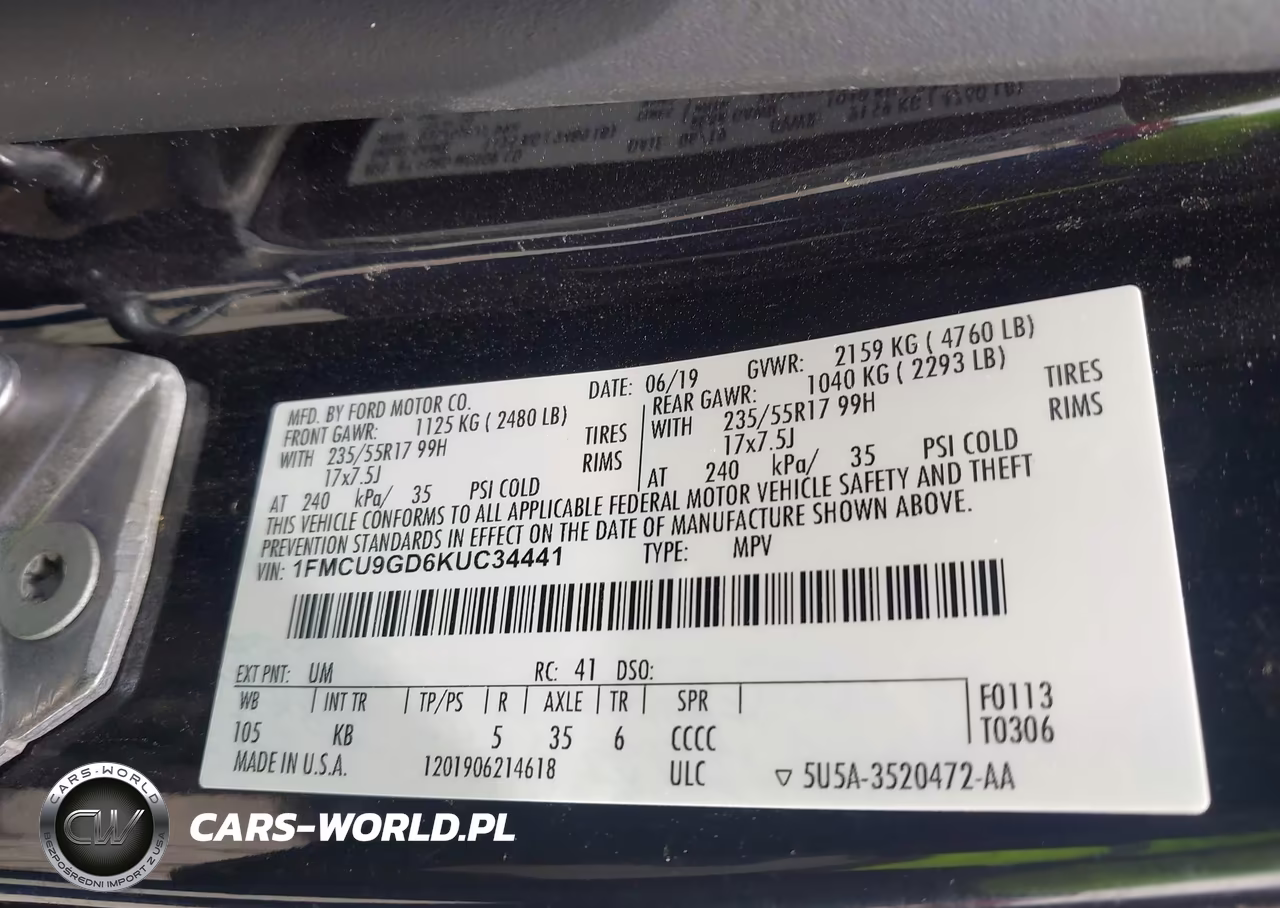 2019 Ford Escape Se VIN:1FMCU9GD6KUC34441 - 9