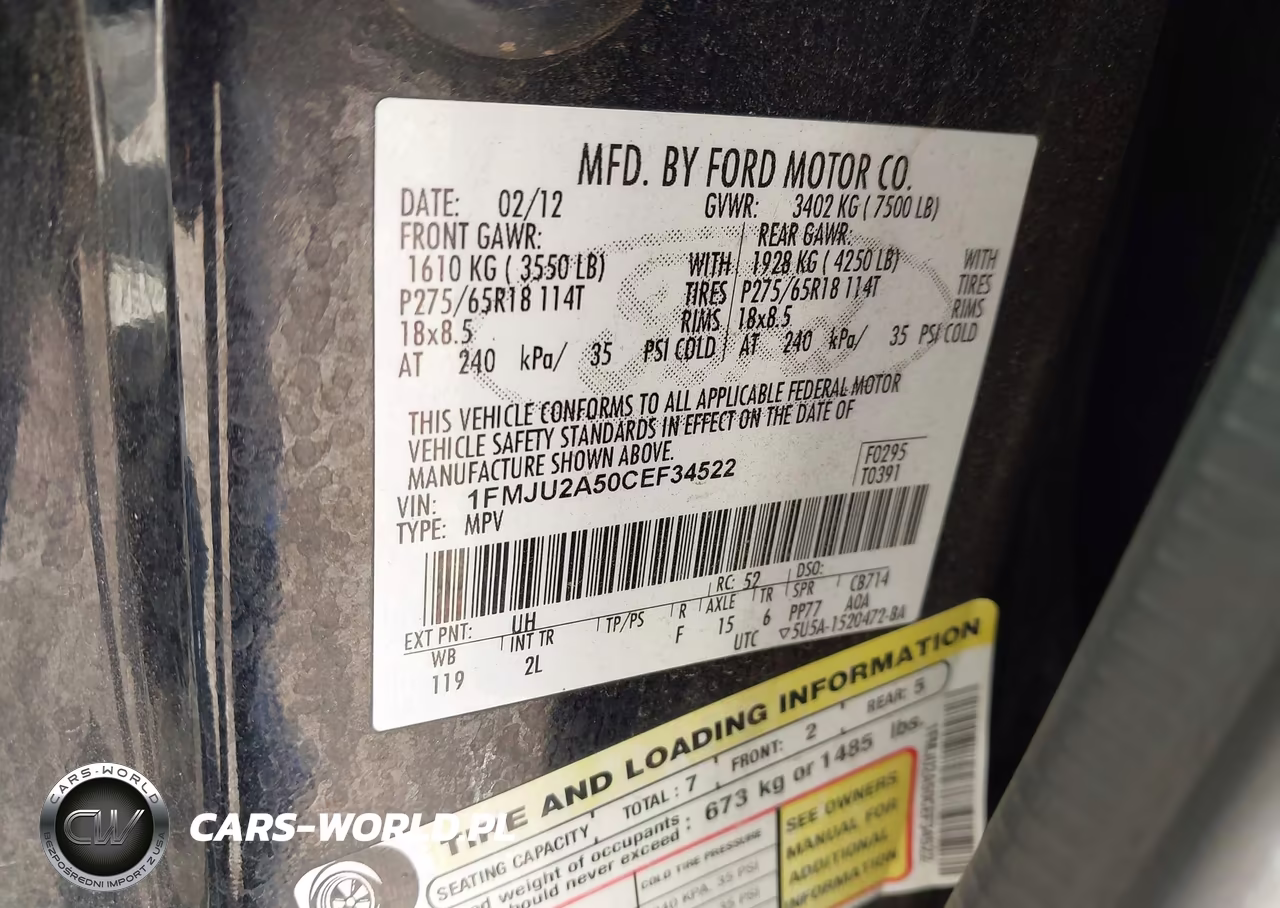 2012 Ford Expedition Limited VIN:1FMJU2A50CEF34522 - 9