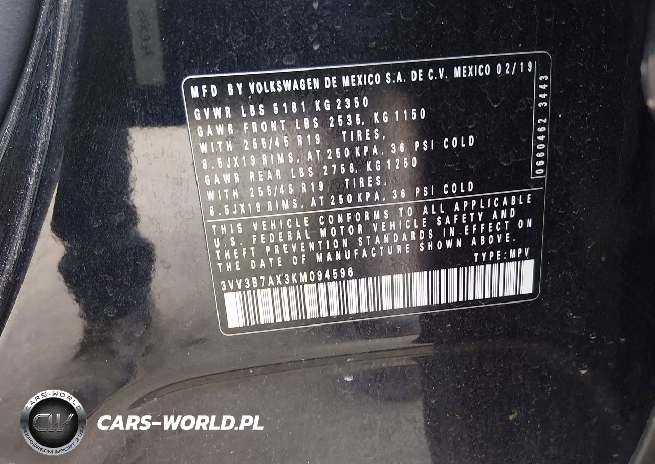 2019 Volkswagen Tiguan 2.0T Se-2.0T Sel-2.0T Sel R-Line-2.0T Sel R-Line Black VIN:3VV3B7AX3KM094596 - 9