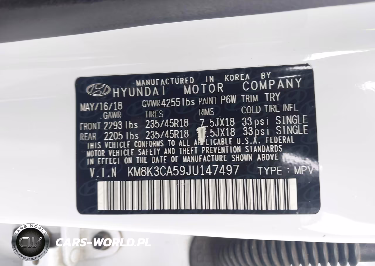 2018 Hyundai Kona Limited VIN:KM8K3CA59JU147497 - 9