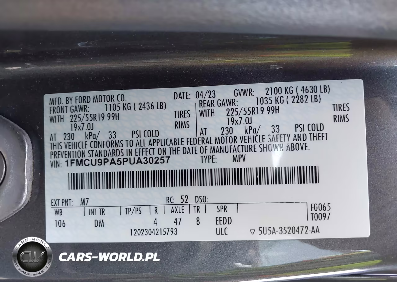 2023 Ford Escape St-Line Elite VIN:1FMCU9PA5PUA30257 - 9