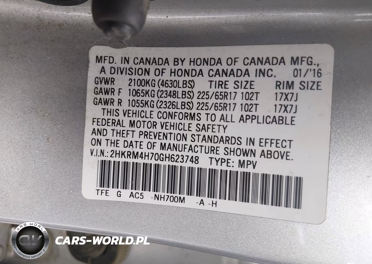 2016 Honda Cr-V Ex-L VIN:2HKRM4H70GH623748 - 9