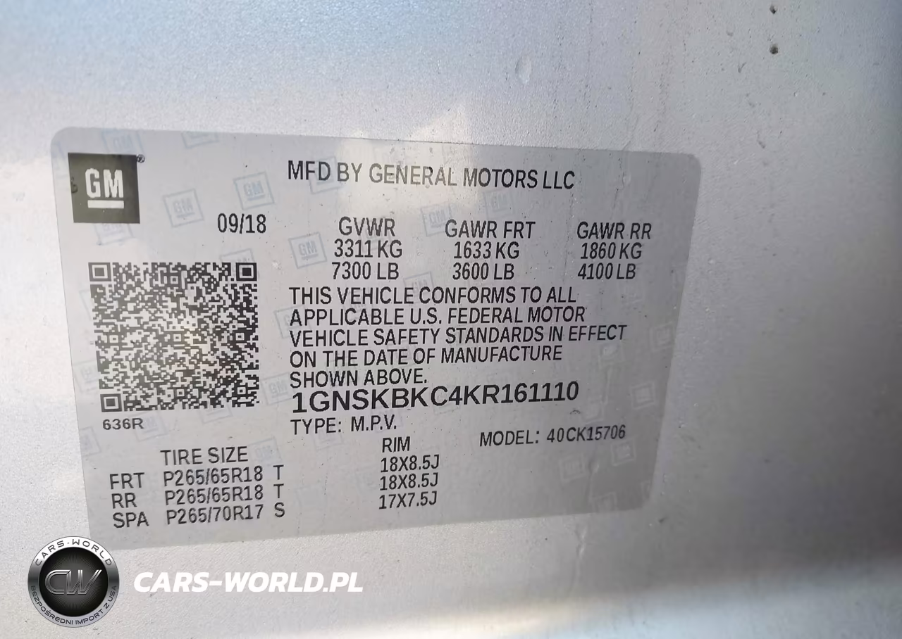 2019 Chevrolet Tahoe Lt VIN:1GNSKBKC4KR161110 - 9